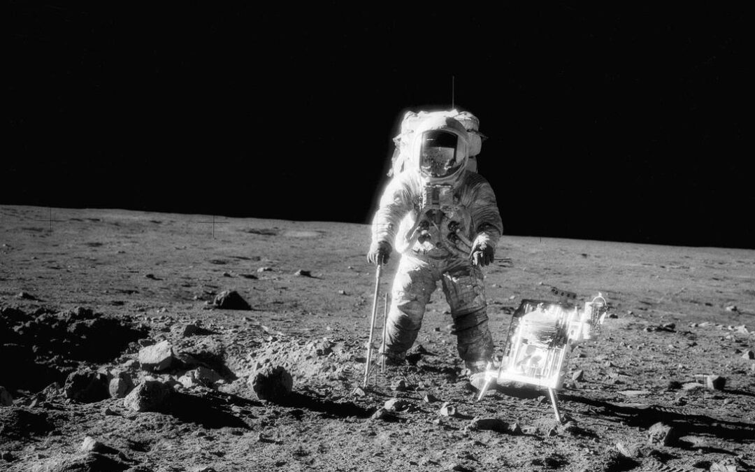 A person weighing 75 kg on Earth weighs just under 13 kg on the Moon